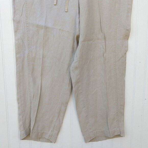J Jill 100% Linen Women's Crop Pants Size L Petite Short Drawstring FLAWS READ - Picture 5 of 10